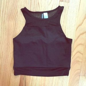Black high neck crop top